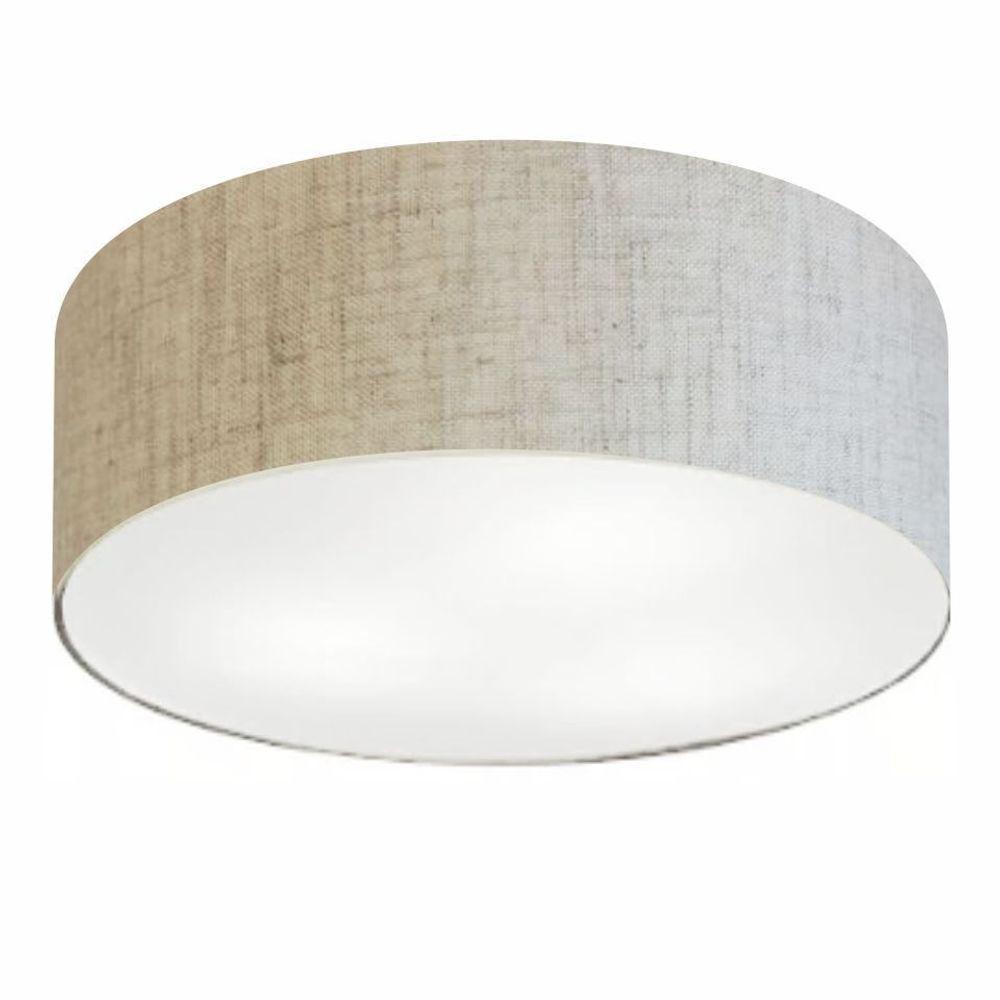 Plafon Cilíndrico Vivare Md-3057 Cúpula Em Tecido 55x15cm - Bivolt Rustico-bege 127/220v - 3