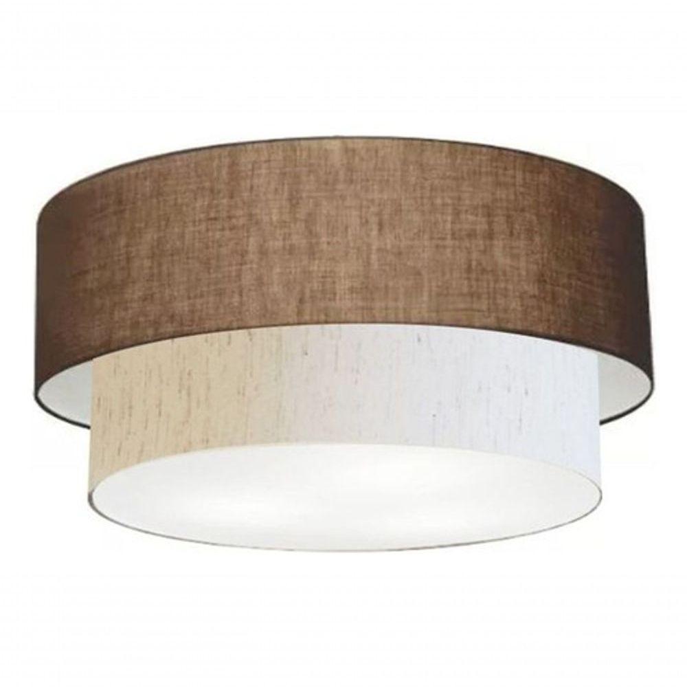 Plafon Duplo Cilíndrico Vivare Md-3062 Cúpula Em Tecido 45x40cm - Bivolt Café-linho-bege 127/220v - 4
