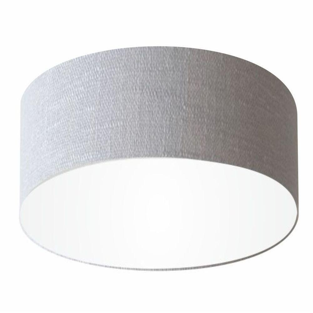 Plafon Cilíndrico Vivare Md-3058 Cúpula Em Tecido 55x25cm - Bivolt Rustico-cinza 127/220v - 1