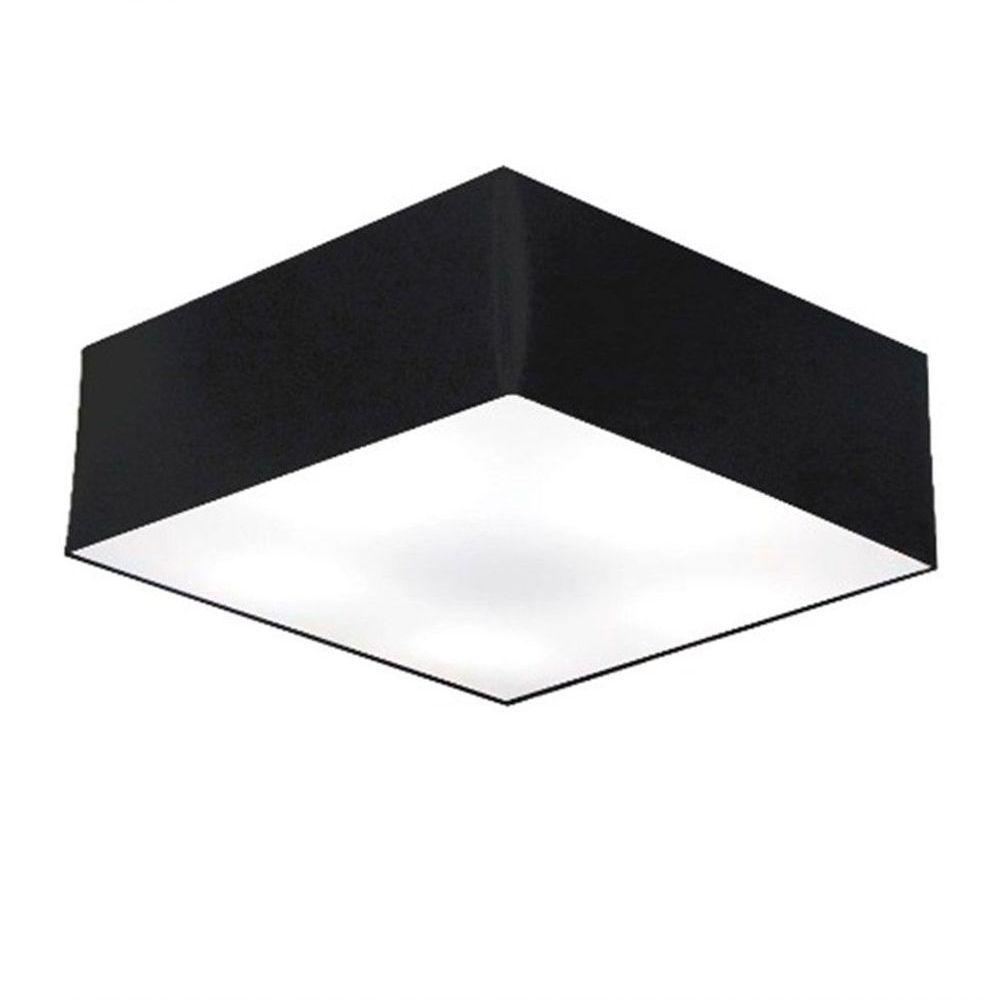 Plafon Quadrado Vivare Md-3059 Cúpula Em Tecido 15/80x80cm - Bivolt Preto 127/220v - 1
