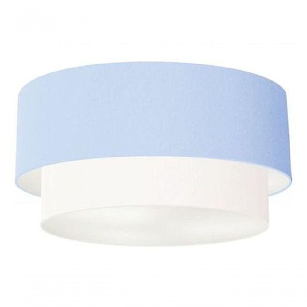 Plafon Duplo Cilíndrico Vivare Md-3062 Cúpula Tecido 45x40cm - Bivolt Azul-bebê-branco 127/220v - 3