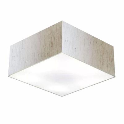Plafon Quadrado Vivare Md-3053 Cúpula Em Tecido 21/60x60cm - Bivolt Linho Bege 127/220v