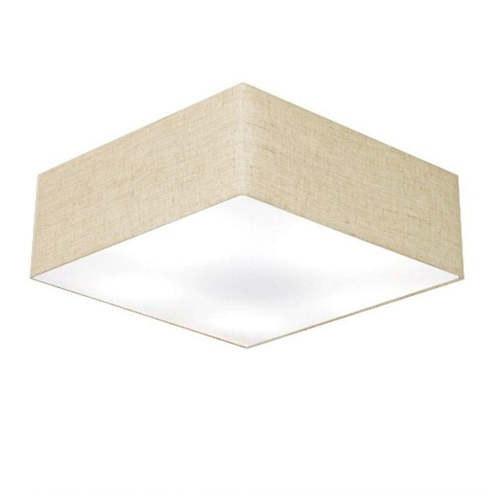 Plafon Quadrado Vivare Md-3051 Cúpula Em Tecido 15/45x45cm - Bivolt Rustico-bege 127/220v - 1