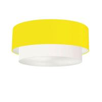 Plafon Duplo Cilíndrico Vivare Md-3063 Cúpula Tecido 55x50cm - Bivolt Amarelo-branco 127/220v - 1