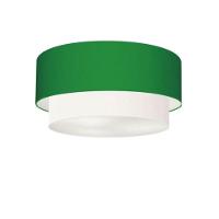 Plafon Duplo Cilíndrico Vivare Md-3062 Cúpula Tecido 45x40cm - Bivolt Verde-folha-branco 127/220v - 1
