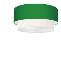Plafon Duplo Cilíndrico Vivare Md-3062 Cúpula Tecido 45x40cm - Bivolt Verde-folha-branco 127/220v - 2