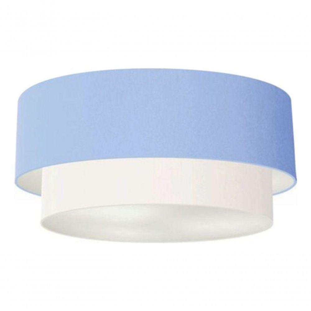 Plafon Duplo Cilíndrico Vivare Md-3063 Cúpula Tecido 55x50cm - Bivolt Azul-bebê-branco 127/220v - 3