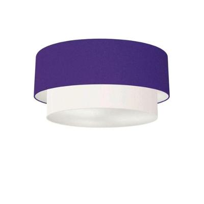 Plafon Duplo Cilíndrico Vivare Md-3062 Cúpula Tecido 45x40cm - Bivolt Roxo-branco 127/220v