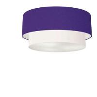 Plafon Duplo Cilíndrico Vivare Md-3062 Cúpula Tecido 45x40cm - Bivolt Roxo-branco 127/220v