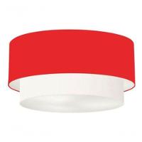 Plafon Duplo Cilíndrico Vivare Md-3062 Cúpula Tecido 45x40cm - Bivolt Vermelho-branco 127/220v - 3