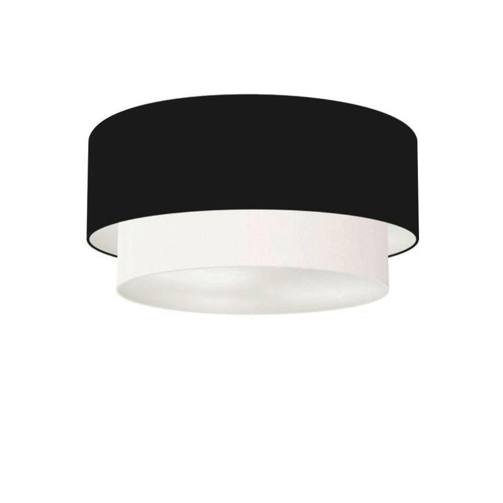 Plafon Duplo Cilíndrico Vivare Md-3062 Cúpula Em Tecido 45x40cm - Bivolt Preto-branco 127/220v - 1