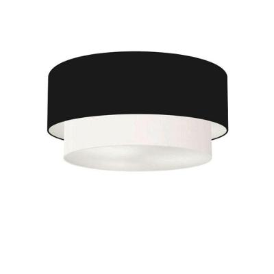 Plafon Duplo Cilíndrico Vivare Md-3062 Cúpula Em Tecido 45x40cm - Bivolt Preto-branco 127/220v