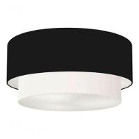 Plafon Duplo Cilíndrico Vivare Md-3062 Cúpula Em Tecido 45x40cm - Bivolt Preto-branco 127/220v - 3