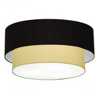 Plafon Duplo Cilíndrico Vivare Md-3062 Cúpula Em Tecido 45x40cm - Bivolt Preto-bege 127/220v - 2