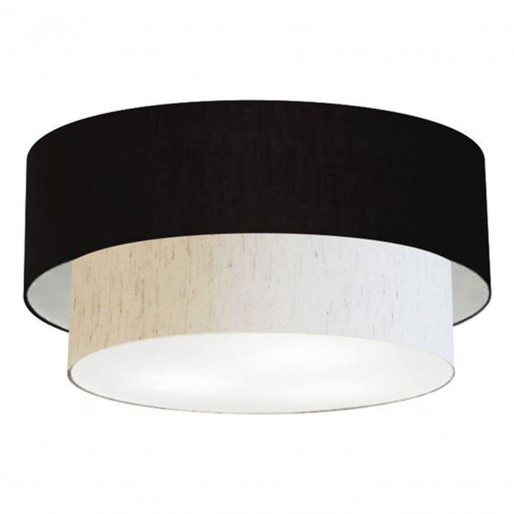 Plafon Duplo Cilíndrico Vivare Md-3062 Cúpula Em Tecido 45x40cm - Bivolt Preto-linho-bege 127/220v - 4