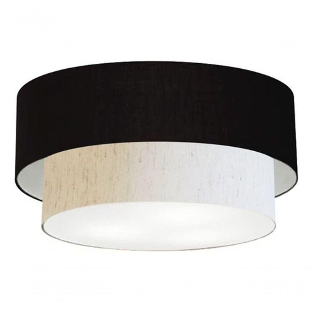Plafon Duplo Cilíndrico Vivare Md-3062 Cúpula Em Tecido 45x40cm - Bivolt Preto-linho-bege 127/220v - 6