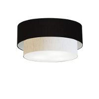 Plafon Duplo Cilíndrico Vivare Md-3062 Cúpula Em Tecido 45x40cm - Bivolt Preto-linho-bege 127/220v - 3