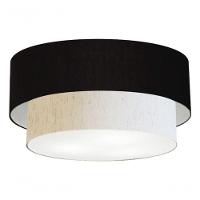 Plafon Duplo Cilíndrico Vivare Md-3062 Cúpula Em Tecido 45x40cm - Bivolt Preto-linho-bege 127/220v
