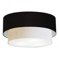 Plafon Duplo Cilíndrico Vivare Md-3062 Cúpula Em Tecido 45x40cm - Bivolt Preto-linho-bege 127/220v - 6