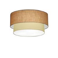 Plafon Duplo Cilíndrico Vivare Md-3062 Cúpula Em Tecido 45x40cm - Bivolt Palha-bege 127/220v - 1