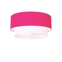 Plafon Duplo Cilíndrico Vivare Md-3062 Cúpula Tecido 45x40cm - Bivolt Rosa-pink-branco 127/220v - 1