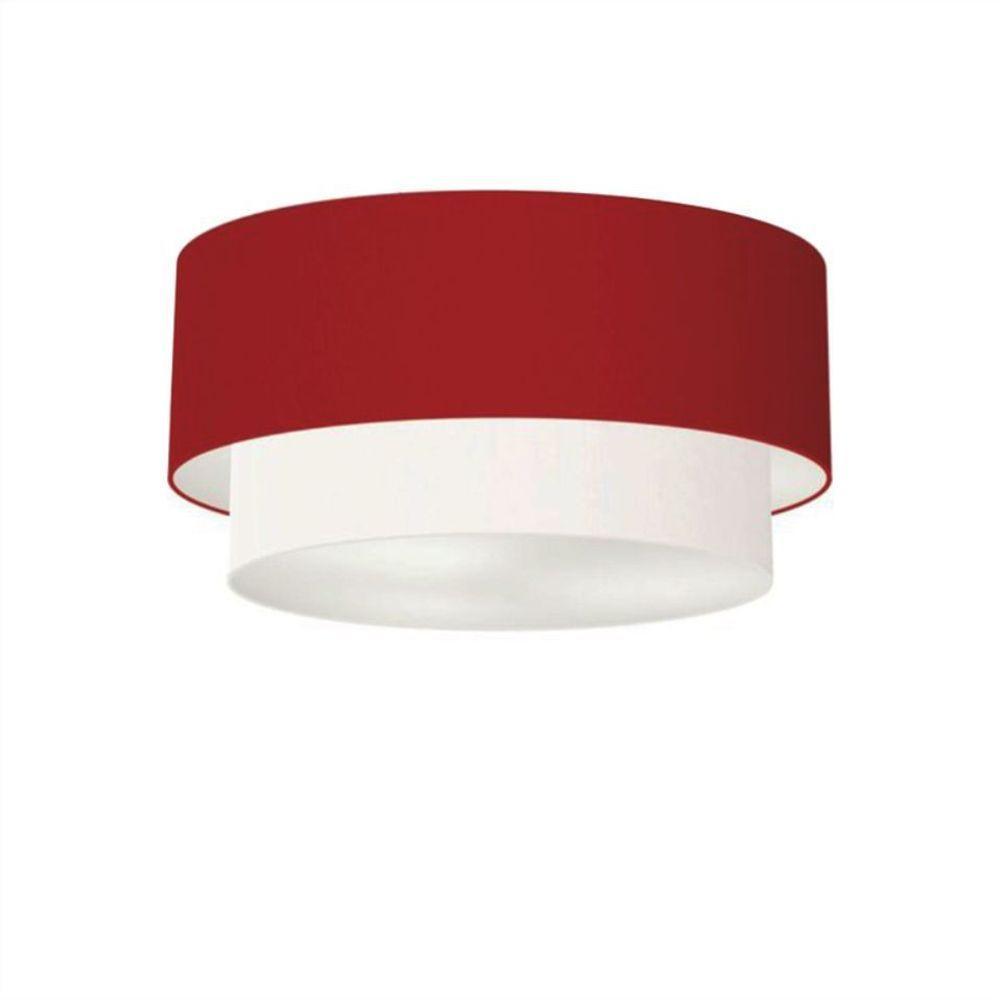 Plafon Duplo Cilíndrico Vivare Md-3062 Cúpula Tecido 45x40cm - Bivolt Bordo-branco 127/220v - 1