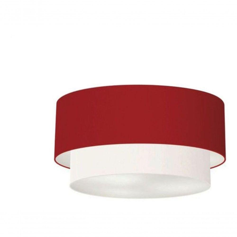 Plafon Duplo Cilíndrico Vivare Md-3062 Cúpula Tecido 45x40cm - Bivolt Bordo-branco 127/220v - 4