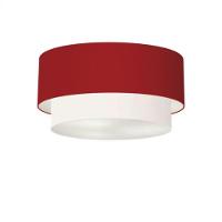 Plafon Duplo Cilíndrico Vivare Md-3062 Cúpula Tecido 45x40cm - Bivolt Bordo-branco 127/220v - 1