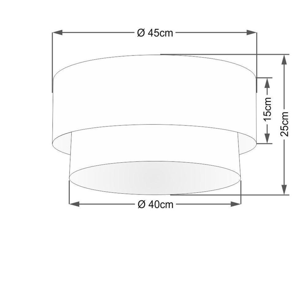 Plafon Duplo Cilíndrico Vivare Md-3062 Cúpula Em Tecido 45x40cm - Bivolt Preto 127/220v - 2