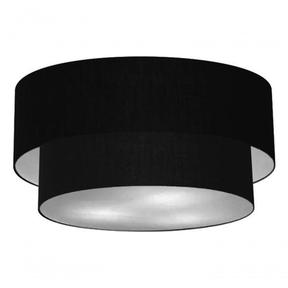 Plafon Duplo Cilíndrico Vivare Md-3062 Cúpula Em Tecido 45x40cm - Bivolt Preto 127/220v - 4