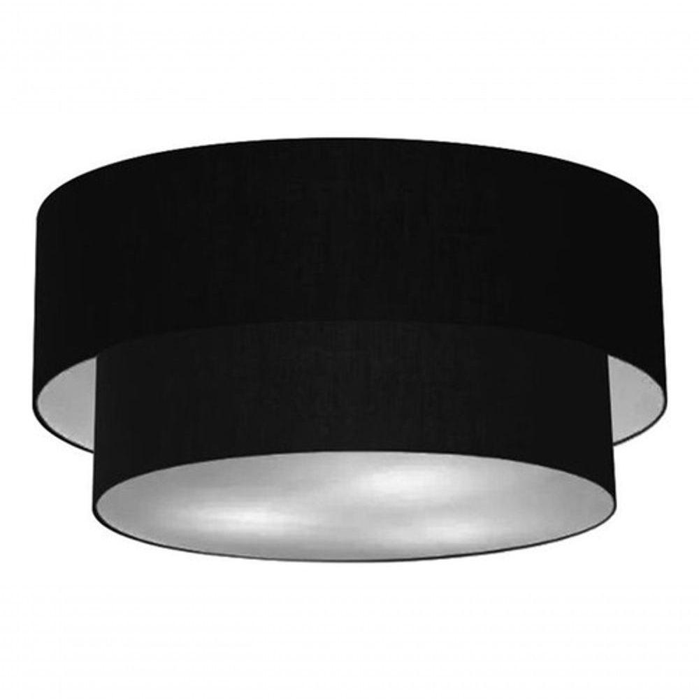 Plafon Duplo Cilíndrico Vivare Md-3062 Cúpula Em Tecido 45x40cm - Bivolt Preto 127/220v - 6