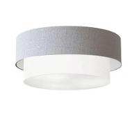Plafon Duplo Cilíndrico Vivare Md-3064 Cúpula Em Tecido 70x60cm - Bivolt Rustico-cinza-branco 127/220v - 1