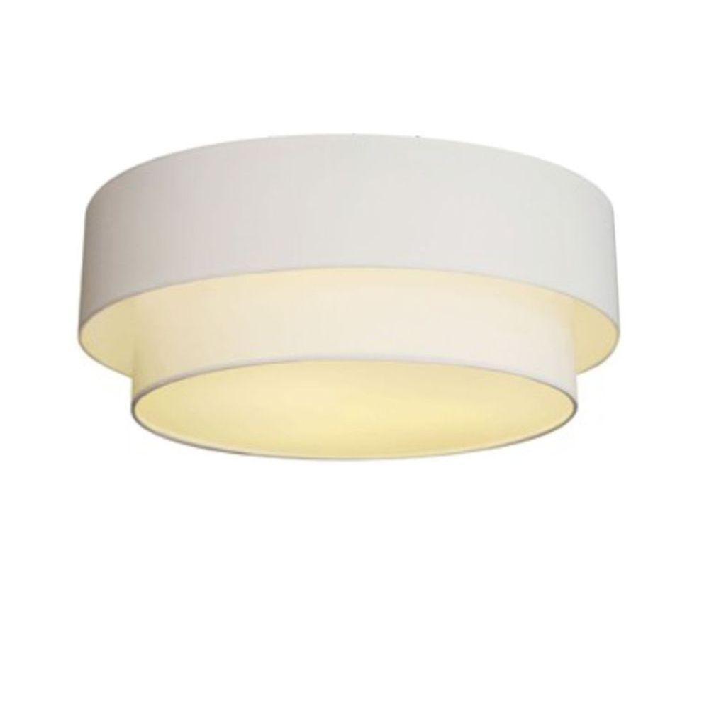 Plafon Duplo Cilíndrico Vivare Md-3064 Cúpula Em Tecido 70x60cm - Bivolt Branco 127/220v - 1
