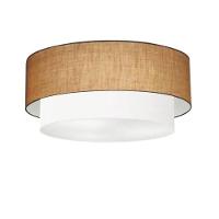 Plafon Duplo Cilíndrico Vivare Md-3063 Cúpula Em Tecido 55x50cm - Bivolt Palha-branco 127/220v - 1