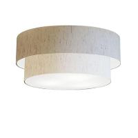 Plafon Duplo Cilíndrico Vivare Md-3063 Cúpula Em Tecido 55x50cm - Bivolt Linho Bege 127/220v - 1