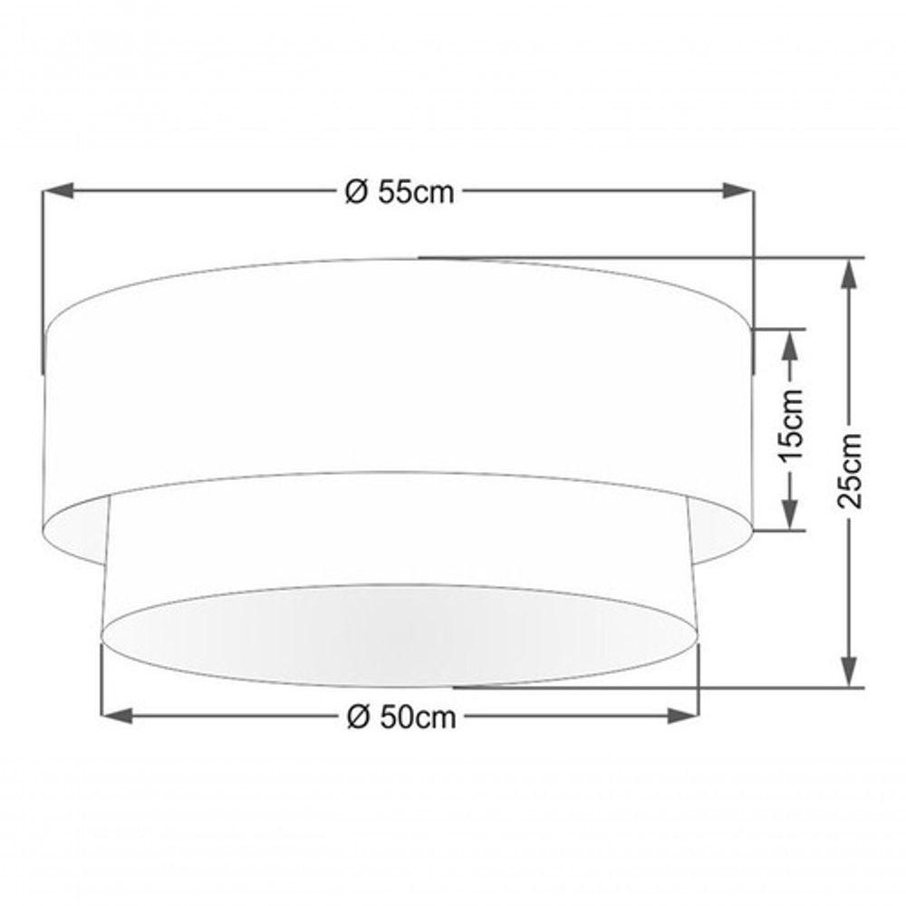 Plafon Duplo Cilíndrico Vivare Md-3063 Cúpula Em Tecido 55x50cm - Bivolt Palha 127/220v - 4