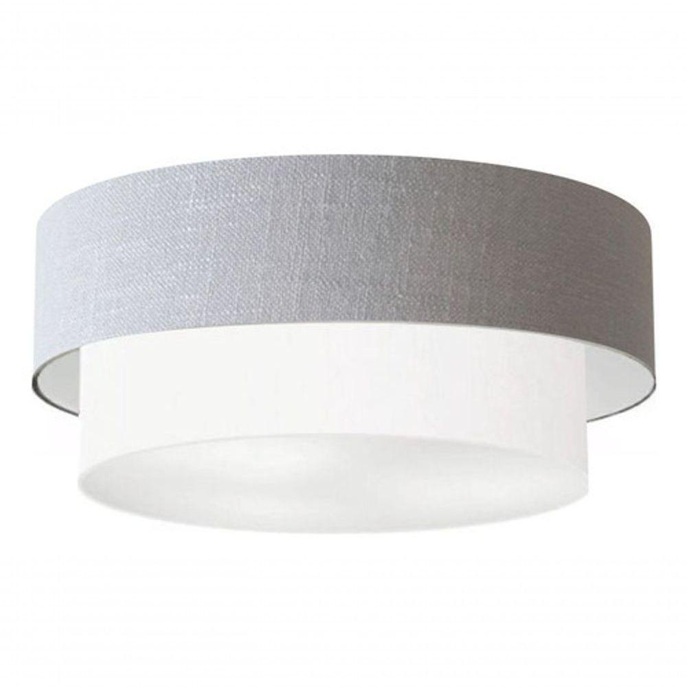 Plafon Duplo Cilíndrico Vivare Md-3063 Cúpula Em Tecido 55x50cm - Bivolt Rustico-cinza-branco 127/220v - 3