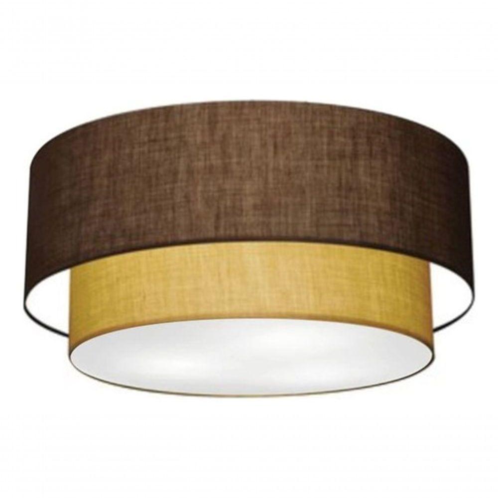 Plafon Duplo Cilíndrico Vivare Md-3062 Cúpula Em Tecido 45x40cm - Bivolt Preto-palha 127/220v - 4
