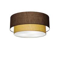 Plafon Duplo Cilíndrico Vivare Md-3062 Cúpula Em Tecido 45x40cm - Bivolt Preto-palha 127/220v - 1