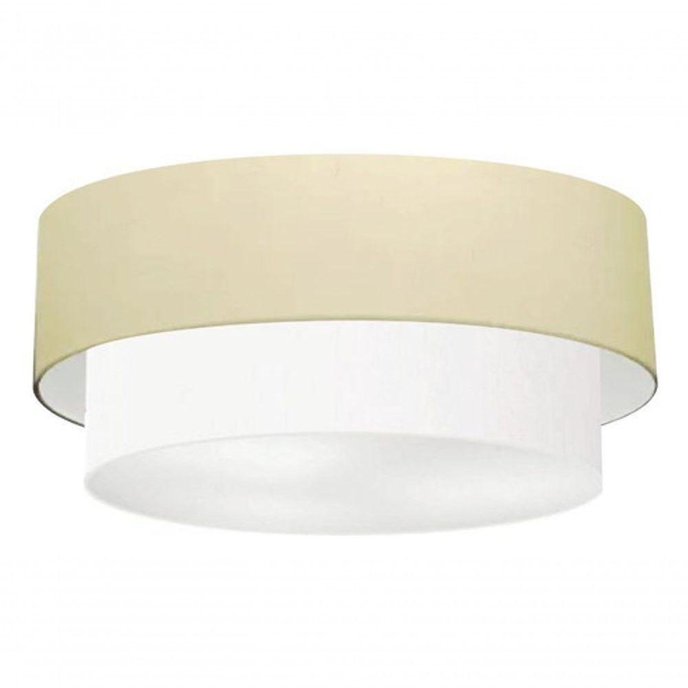 Plafon Duplo Cilíndrico Vivare Md-3063 Cúpula Em Tecido 55x50cm - Bivolt Algodão-crú-branco 127/220v - 3