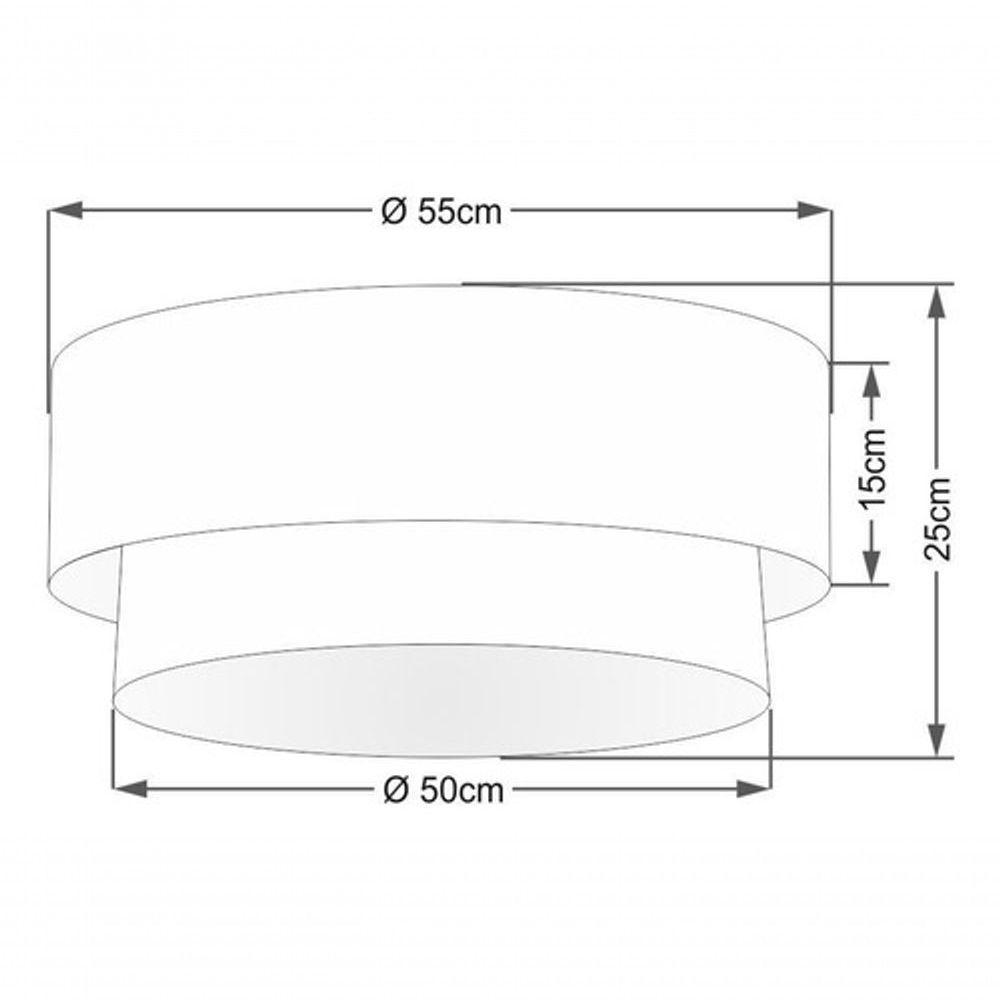 Plafon Duplo Cilíndrico Vivare Md-3063 Cúpula Em Tecido 55x50cm - Bivolt Algodão-crú-branco 127/220v - 4