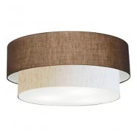 Plafon Duplo Cilíndrico Vivare Md-3064 Cúpula Em Tecido 70x60cm - Bivolt Café-linho-bege 127/220v - 3