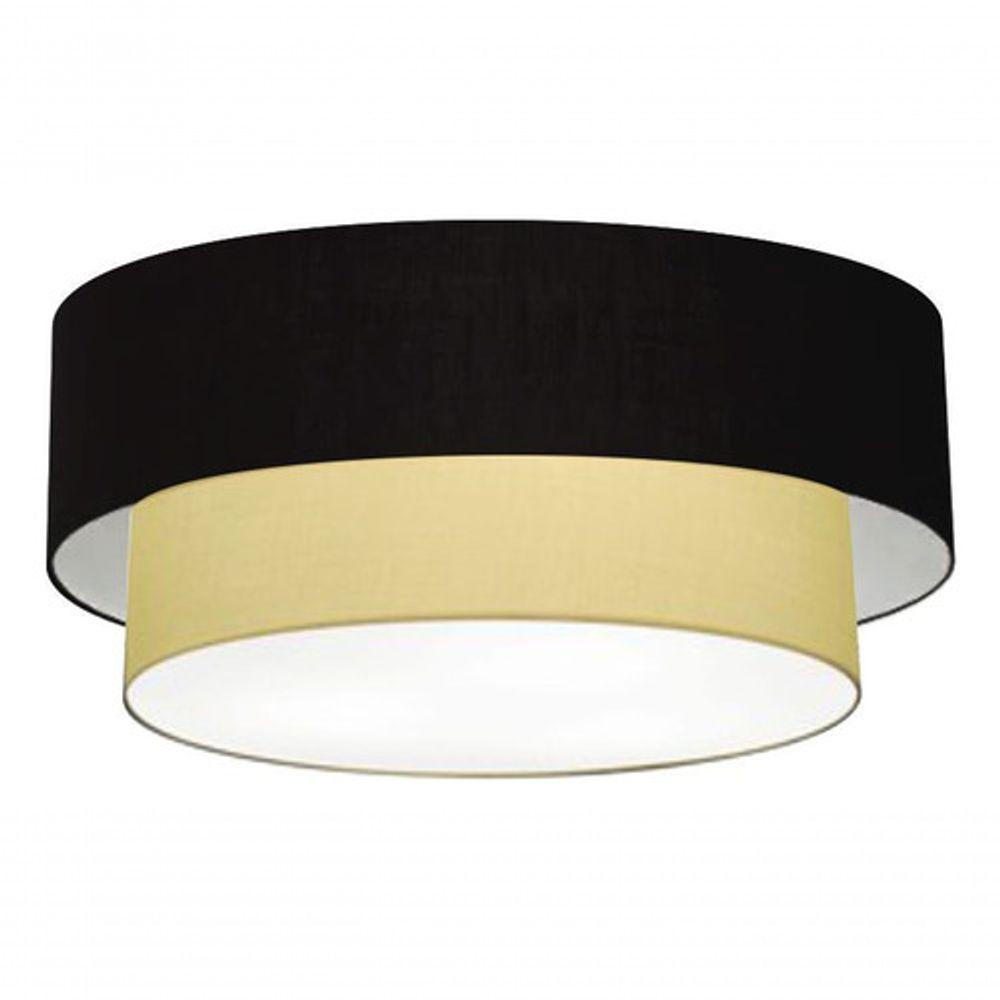Plafon Duplo Cilíndrico Vivare Md-3064 Cúpula Em Tecido 70x60cm - Bivolt Preto-bege 127/220v - 3