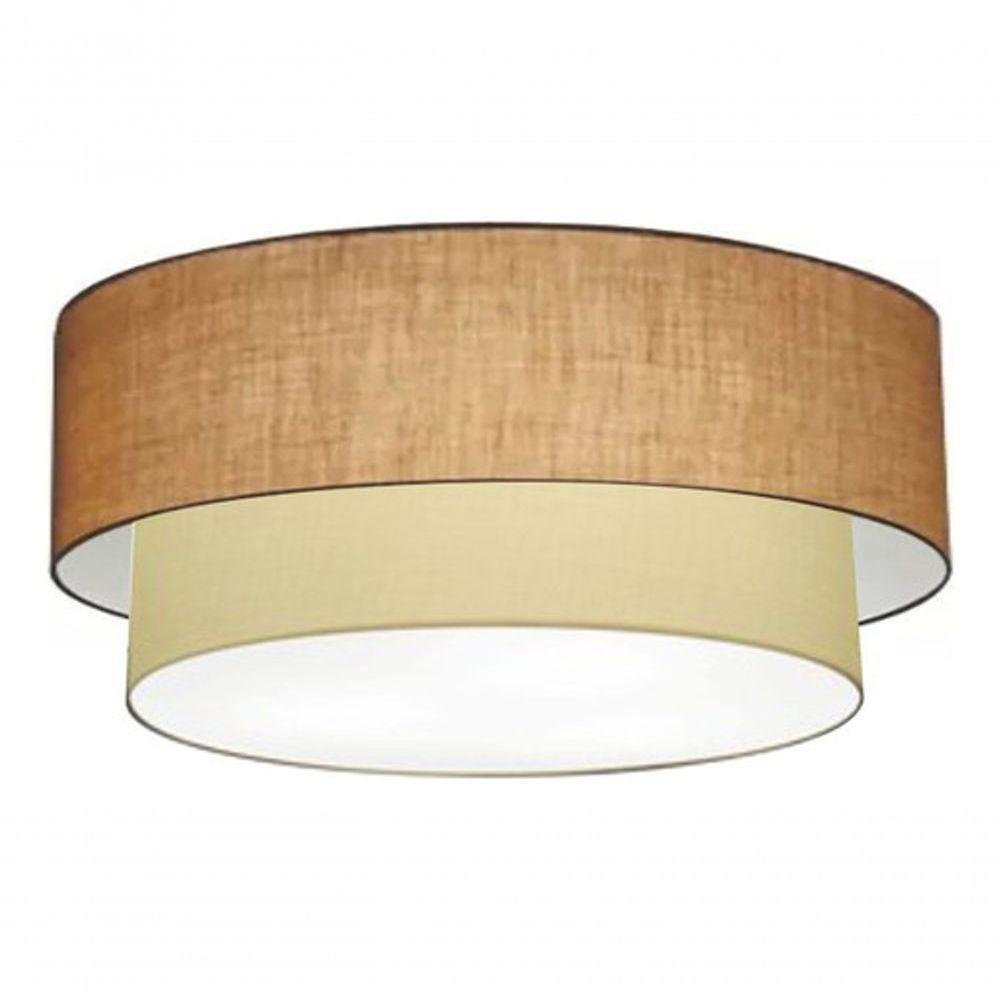 Plafon Duplo Cilíndrico Vivare Md-3064 Cúpula Em Tecido 70x60cm - Bivolt Palha-bege 127/220v - 3
