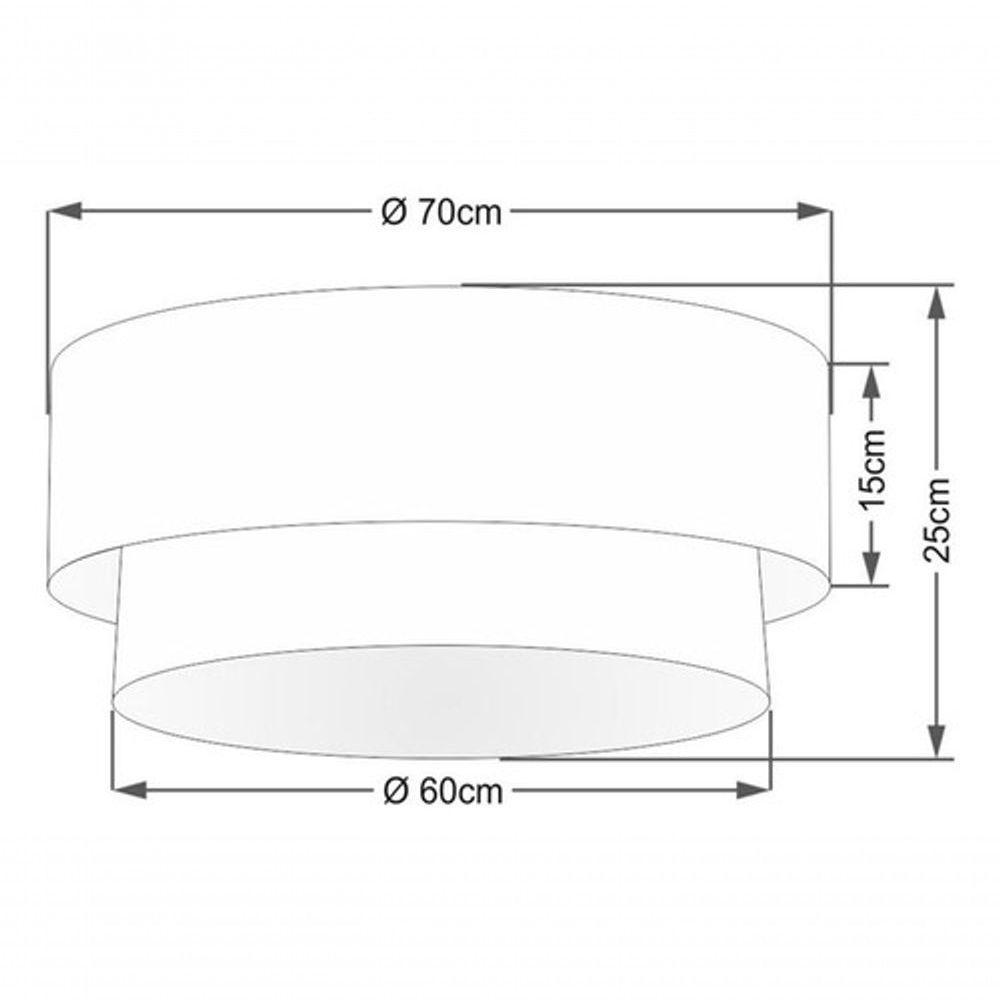 Plafon Duplo Cilíndrico Vivare Md-3064 Cúpula Em Tecido 70x60cm - Bivolt Café 127/220v - 4