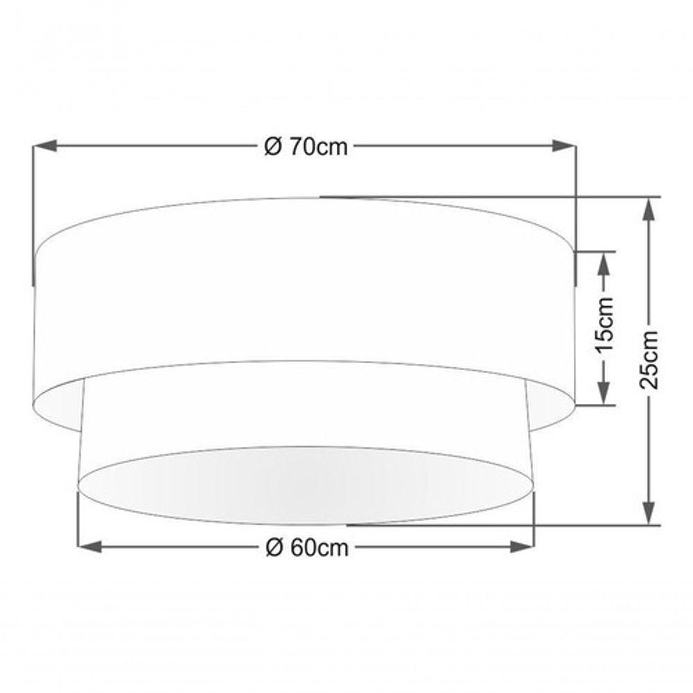 Plafon Duplo Cilíndrico Vivare Md-3064 Cúpula Em Tecido 70x60cm - Bivolt Algodão-crú-branco 127/220v - 4