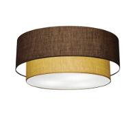 Plafon Duplo Cilíndrico Vivare Md-3064 Cúpula Em Tecido 70x60cm - Bivolt Café-palha 127/220v - 1