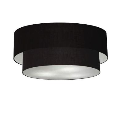 Plafon Duplo Cilíndrico Vivare Md-3063 Cúpula Em Tecido 55x50cm - Bivolt Preto 127/220v