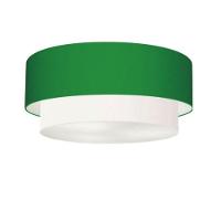 Plafon Duplo Cilíndrico Vivare Md-3064 Cúpula Tecido 70x60cm - Bivolt Verde-folha-branco 127/220v - 1