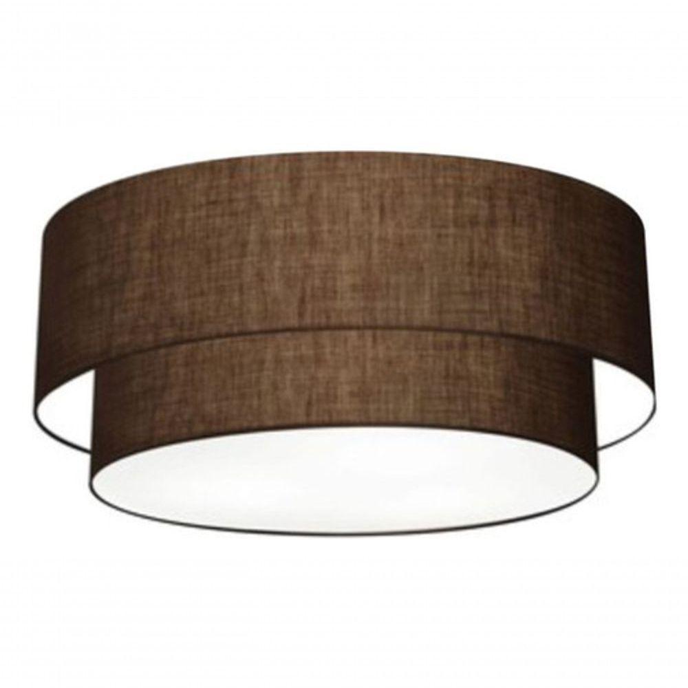 Plafon Duplo Cilíndrico Vivare Md-3065 Cúpula Em Tecido 80x70cm - Bivolt Café 127/220v - 4